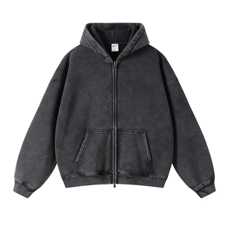 "Faded Black" Dual-Zip Hoodie