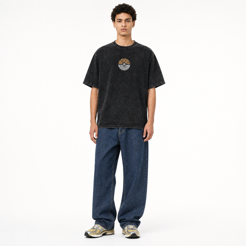 Model wearing the Evo Spark Vintage Tee, front view