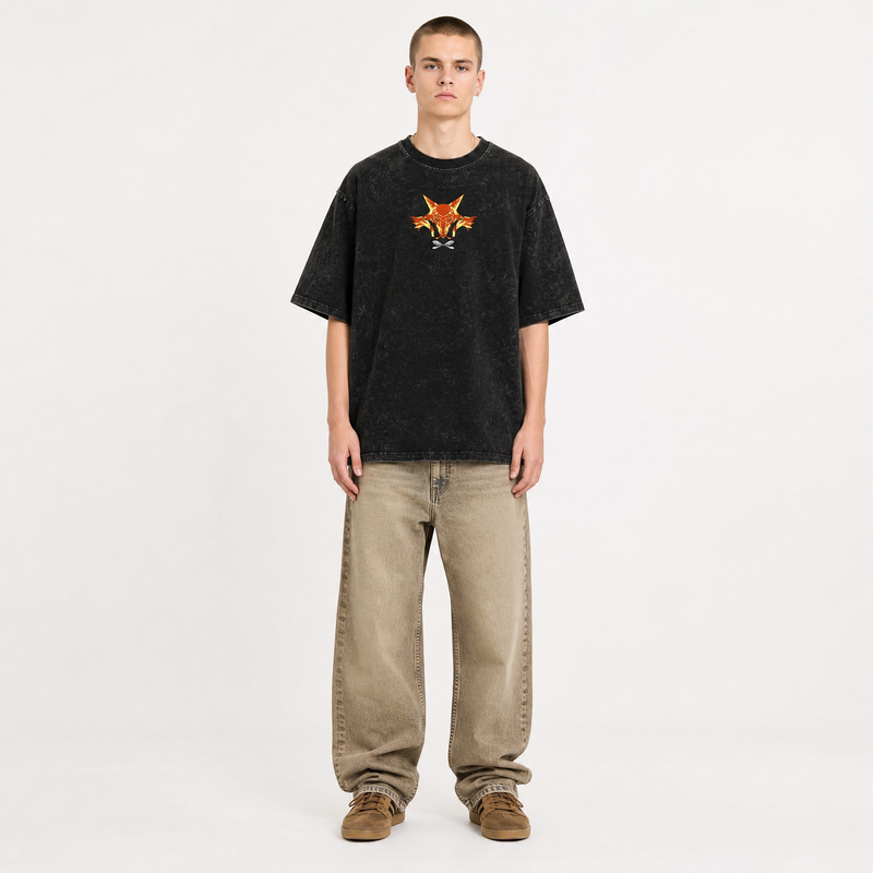 Model wearing the Arcane Focus Vintage Tee, front view