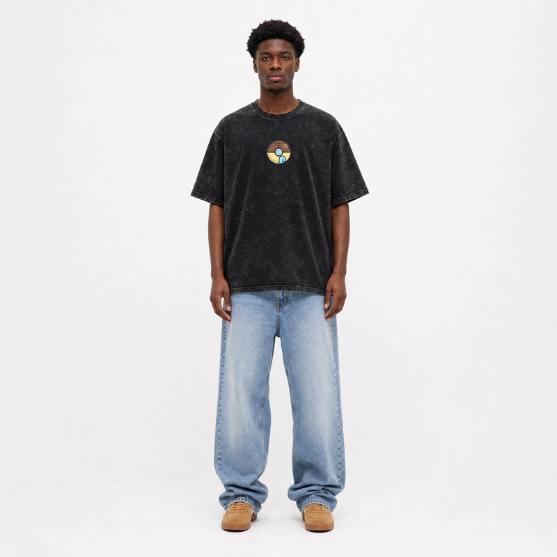 Model wearing the Azure Tide Vintage Tee, front view