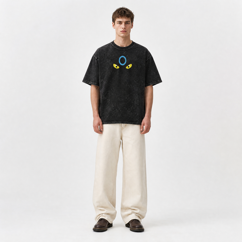 Model wearing the Lunar Pulse Vintage Tee, front view