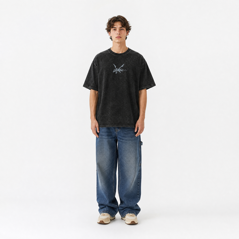 Model wearing the Onyx Ascension Vintage Tee, front view