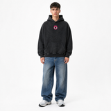 Model wearing the Violet Haze Vintage Hoodie, front view